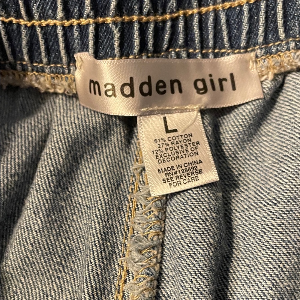 Madden Girl Blue Jeans with White Stripes - Picture 5 of 9